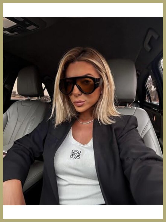 Oversized Aviator Sunglasses Women UV400 Protection Retro Shield Trendy main image 5